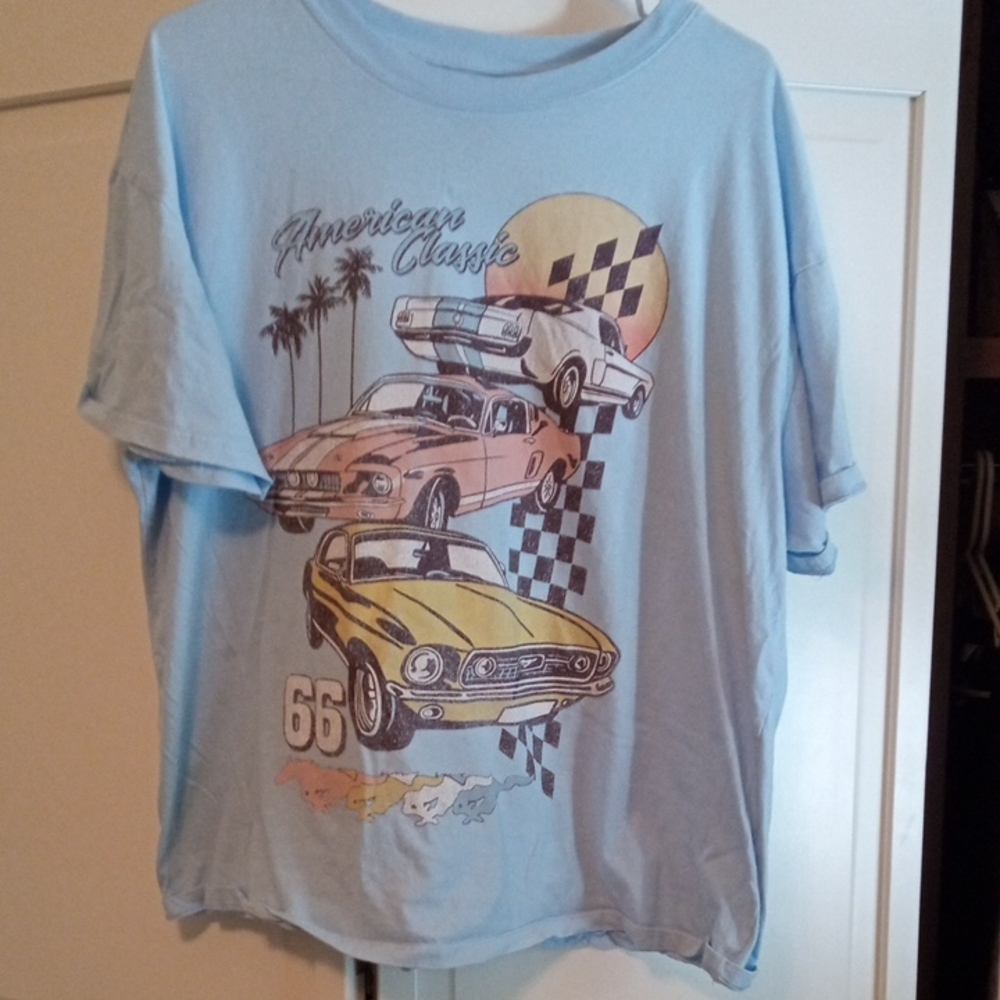 Ford Blue Short Sleeve Tee with Vintage Car Design